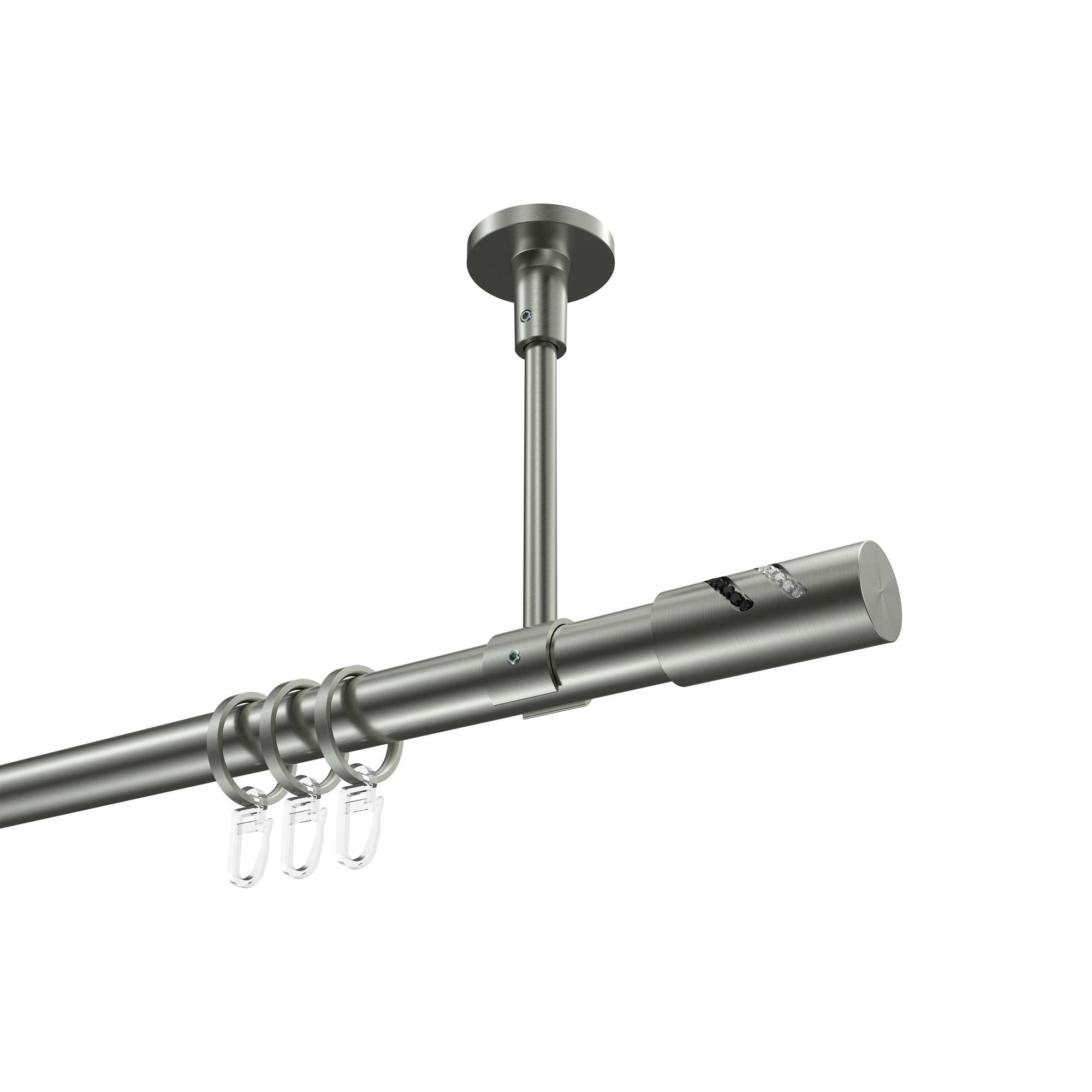 GARDINENSTANGEN-SET Sonette Zoena 100 cm, 1-läufig, 20 mm Ø Edelstahl-Optik - Edelstahlfarben, Metall (100cm) - INTERDECO