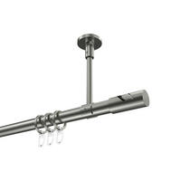 GARDINENSTANGEN-SET Sonette Zoena 280 cm (geteilt in 2 x 140 cm), 1-läufig, 20 mm Ø Edelstahl-Optik - Edelstahlfarben, Metall (280cm) - INTERDECO