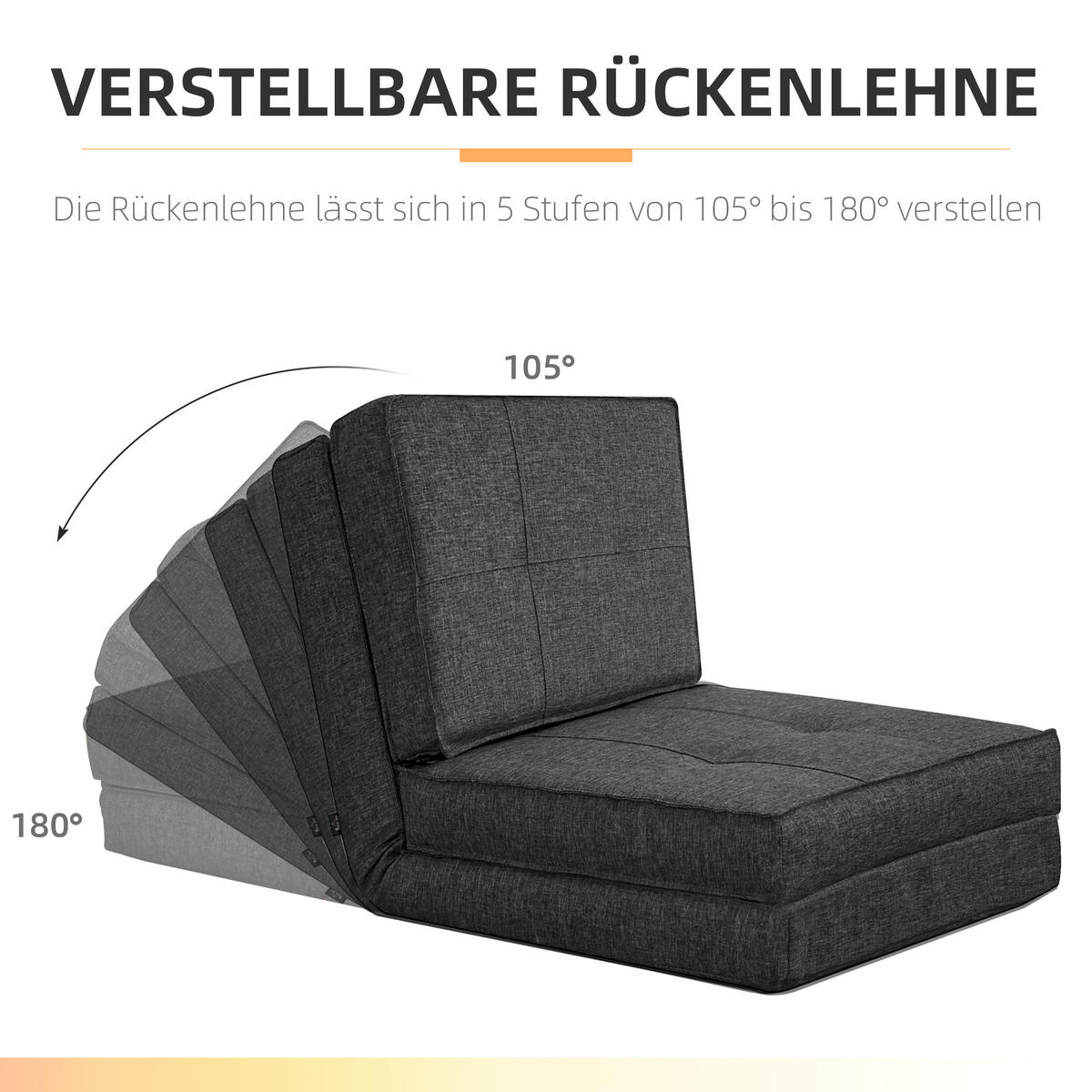 BODENSOFA, verstellbar, Dunkelgrau - Dunkelgrau, Kunststoff (61/58/73cm) - HOMCOM