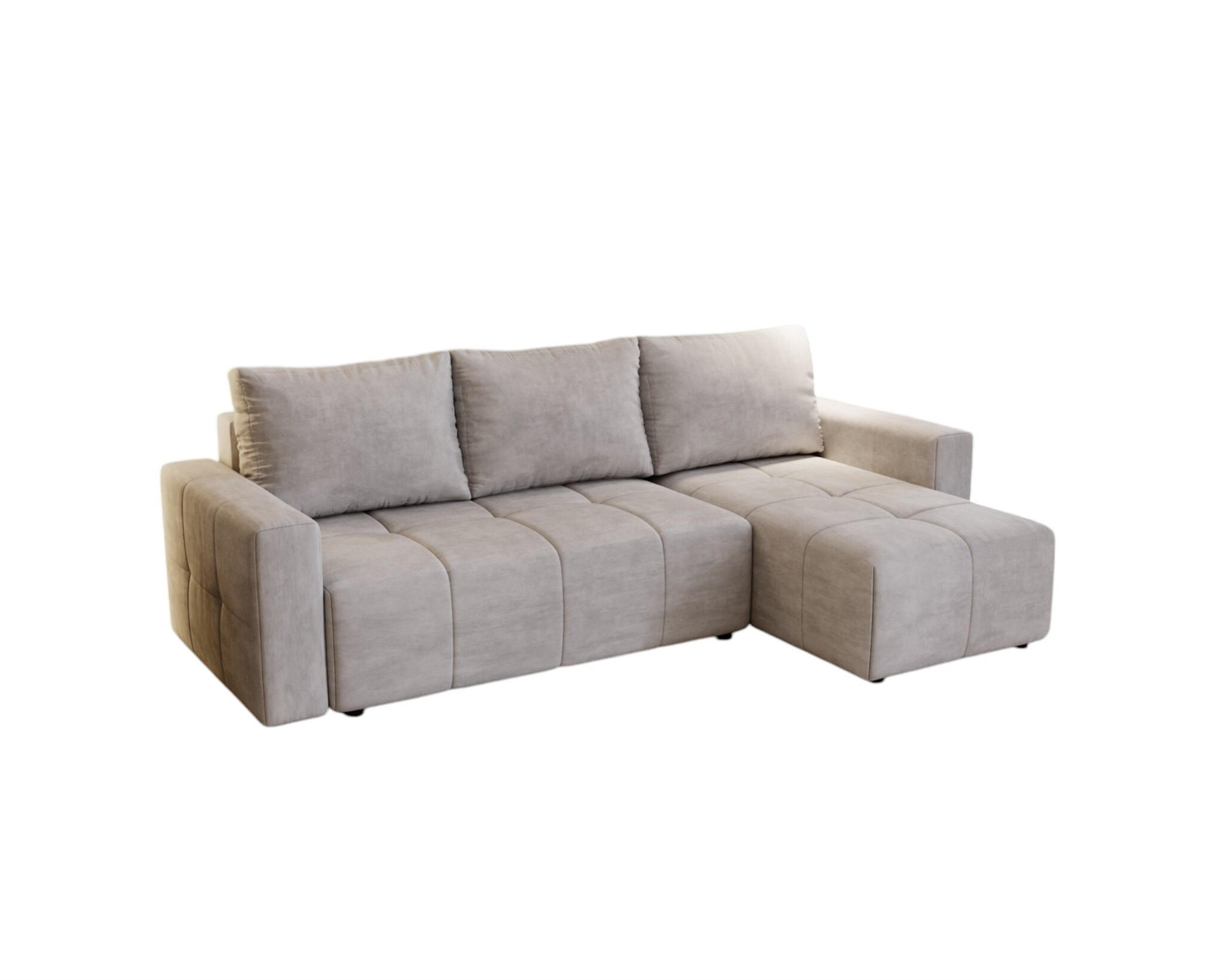 ECKSOFA Noha In Paros - Hellgrau, Holzwerkstoff/Textil (231/142cm) - Fun Möbel