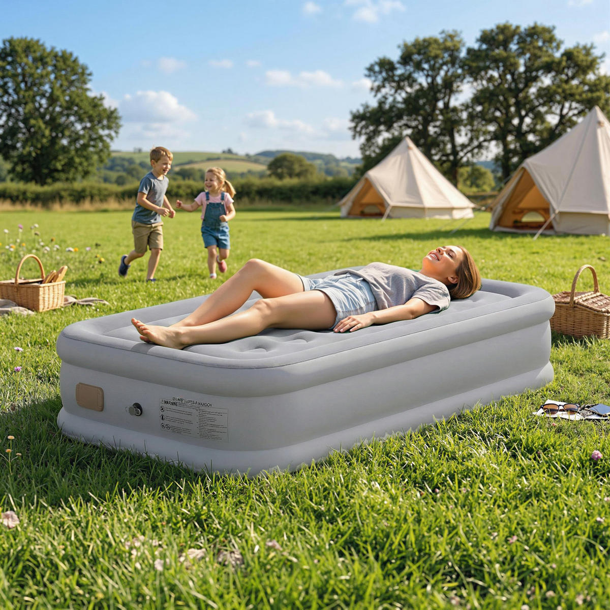 NAFUKOVACÍ MATRACE z plastu 190/97/39 cm šedá - šedá, plast (97/190cm) - Outsunny