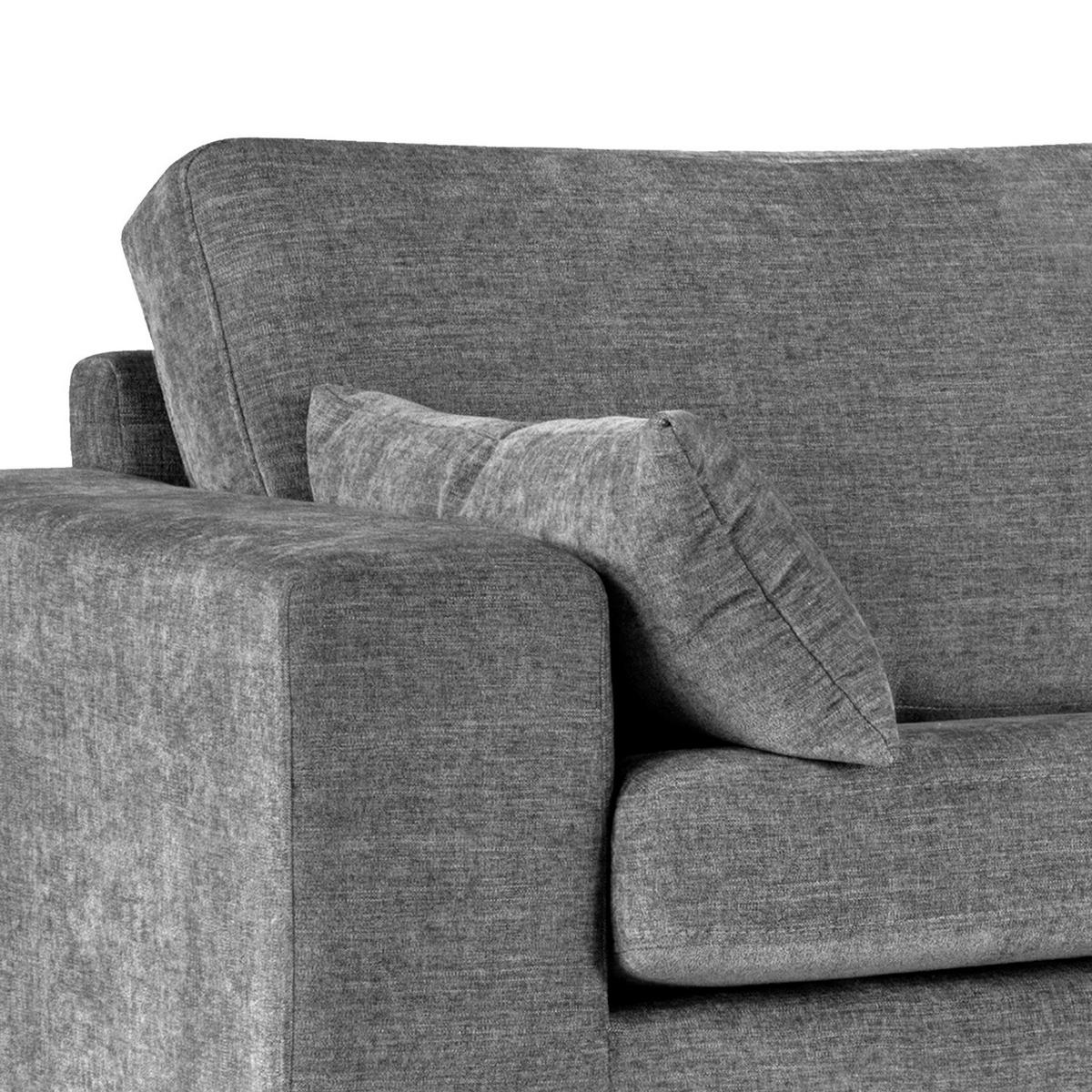 ECKSOFA mit Ottomane - Eichefarben/Dunkelgrau, Eichenholz/Textil (287/219cm) - home24