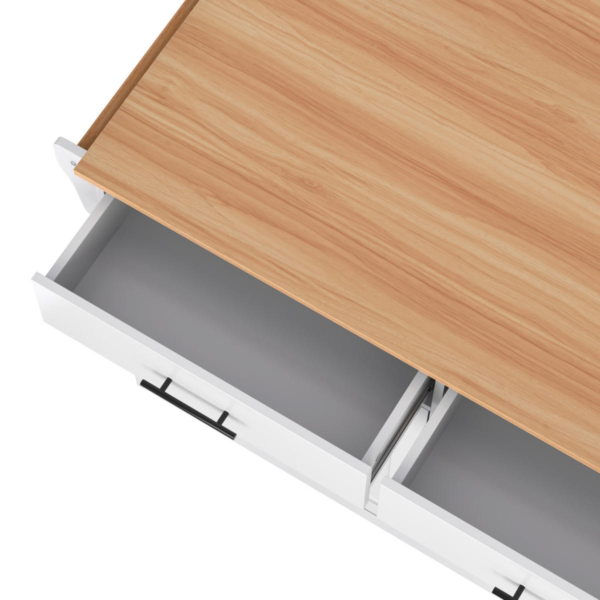 KÜCHENINSEL 120x70x91.5cm weiß Spanplatte mit Falttisch, Schubladen & Rollen - Weiß, Holzwerkstoff (120/91.5/70cm) - Modfu