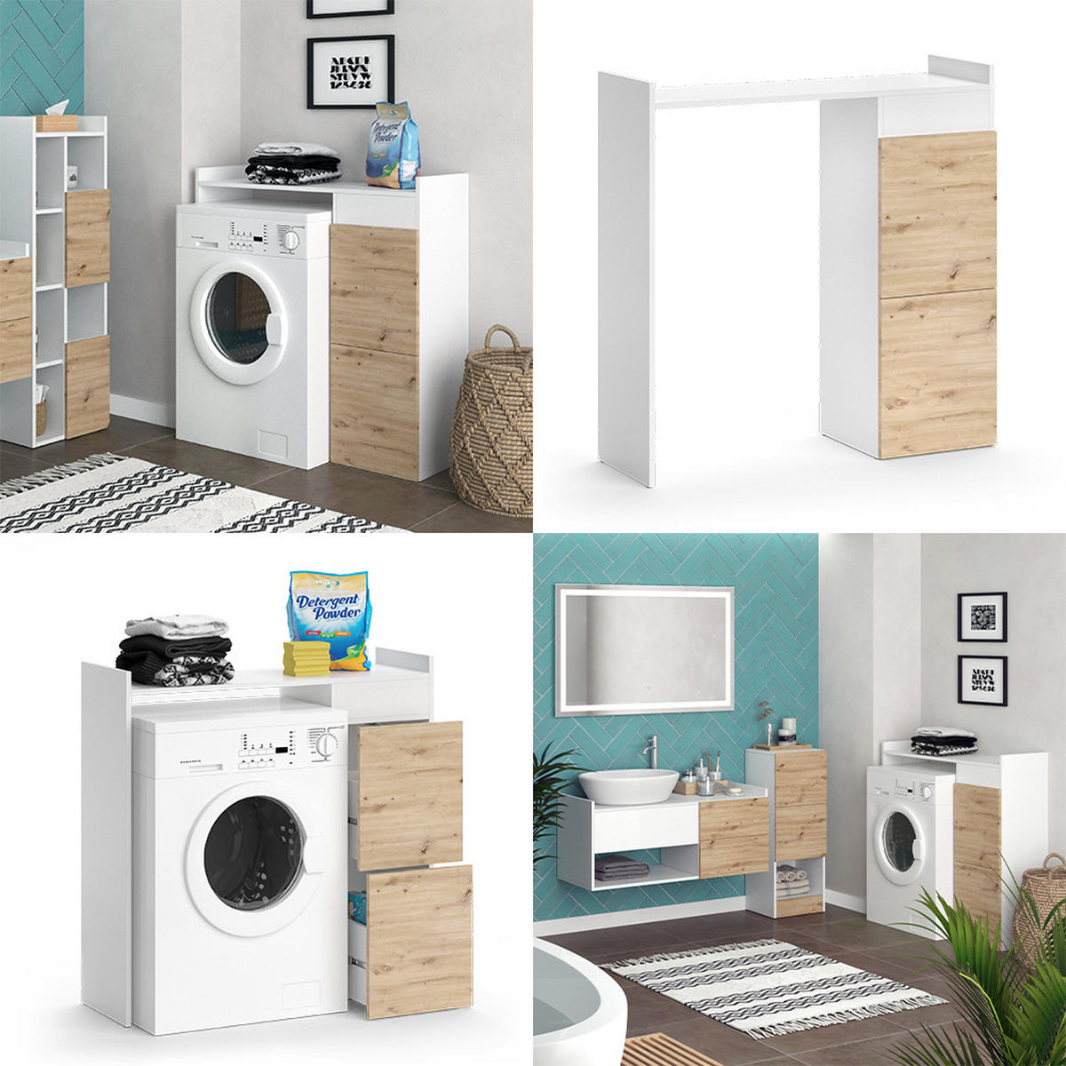 WASCHMASCHINENSCHRANK Alf Weiß 99 x 98 cm mit 2 Schubladen - Weiß, Holzwerkstoff (99/98/33.8cm) - Vicco