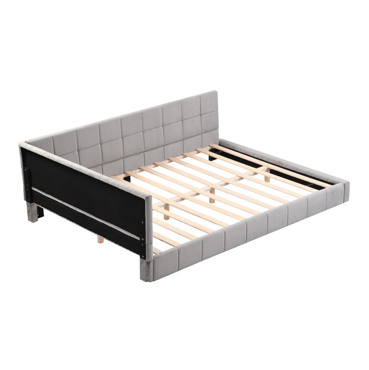 SAMT-POLSTERBETT 140/200 cm inkl. Lattenrost in Grau mit gepolstertem Kopfteil - Grau, Leder (140/200cm) - BEAOK