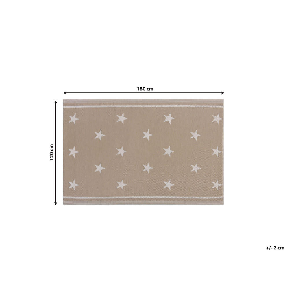Thumbnail - Beliani Outdoor-Teppich, Beige, Kunststoff, Grafikmuster, Rechteckig, 120x180 cm, Teppiche & Böden, Teppiche, Outdoortep...