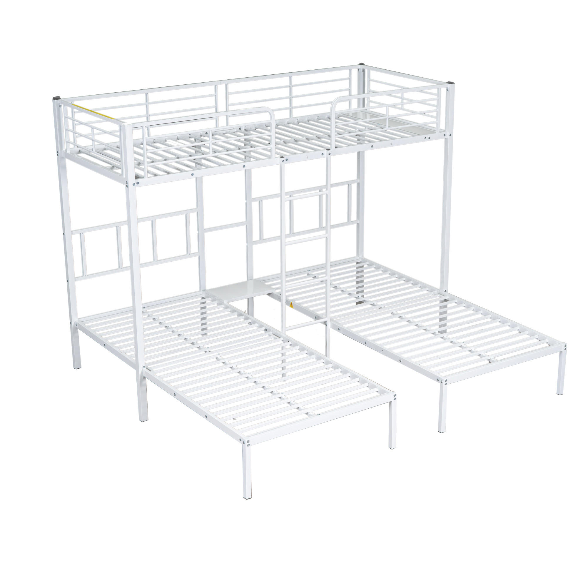 ETAGENBETT 90/200 cm Weiß mit Leiter und Schreibtisch - Weiß, Metall (90/200cm) - Oxeza