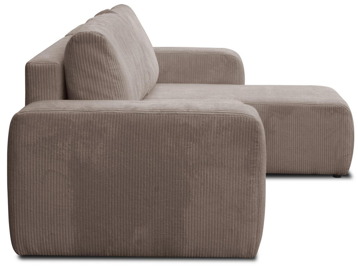 ECKSOFA LUNA mit Schlaffunktion und Bettkasten Cord-Stofff (Braun) - Braun, Textil (244/142cm) - VENASI MÖBEL