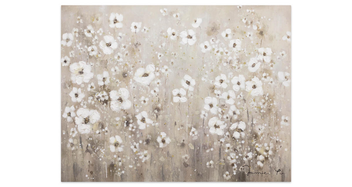 ACRYLBILD HANDGEMALT 100/75 cm - Weiß, Holz/Textil (100/75cm) - KUNSTLOFT