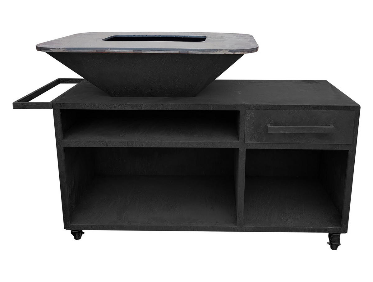 HOLZKOHLEGRILL Feuerschale Schwarz inkl. Schutzhülle - Schwarz, Metall (160/100/80cm) - Purline