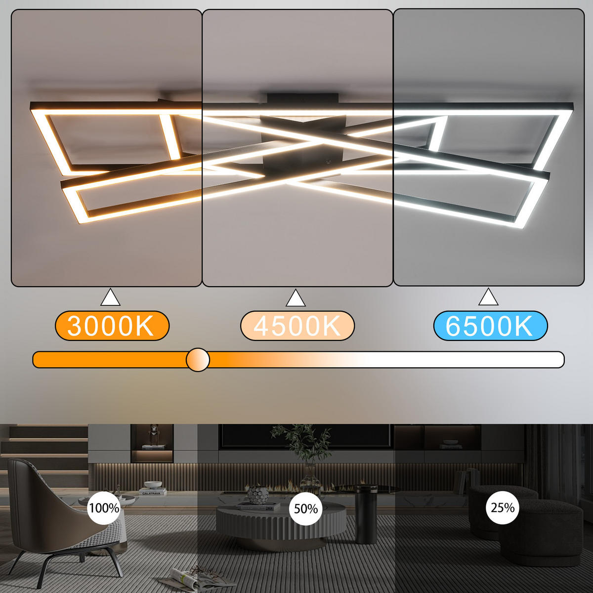LED-DECKENLEUCHTE Talsen 23.5/23.5/13.5 cm - Schwarz, Metall (23.5/23.5/13.5cm) - ZMH