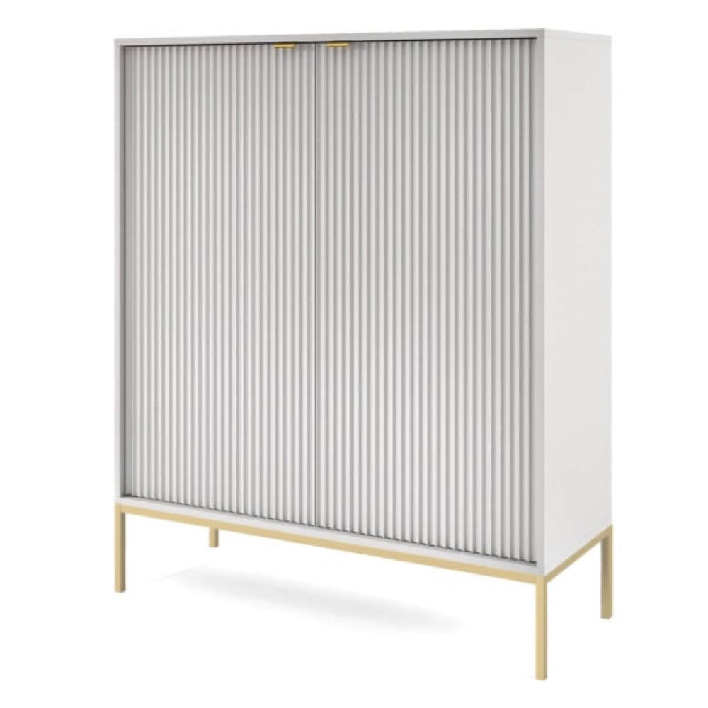 KOMMODE Grau K104 Geriffelt Goldfarben - Grau, Holzwerkstoff (104/125/39cm) - Sepro Meble