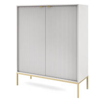 KOMMODE Grau K104 Geriffelt Goldfarben - Grau, Holzwerkstoff (104/125/39cm) - Sepro Meble