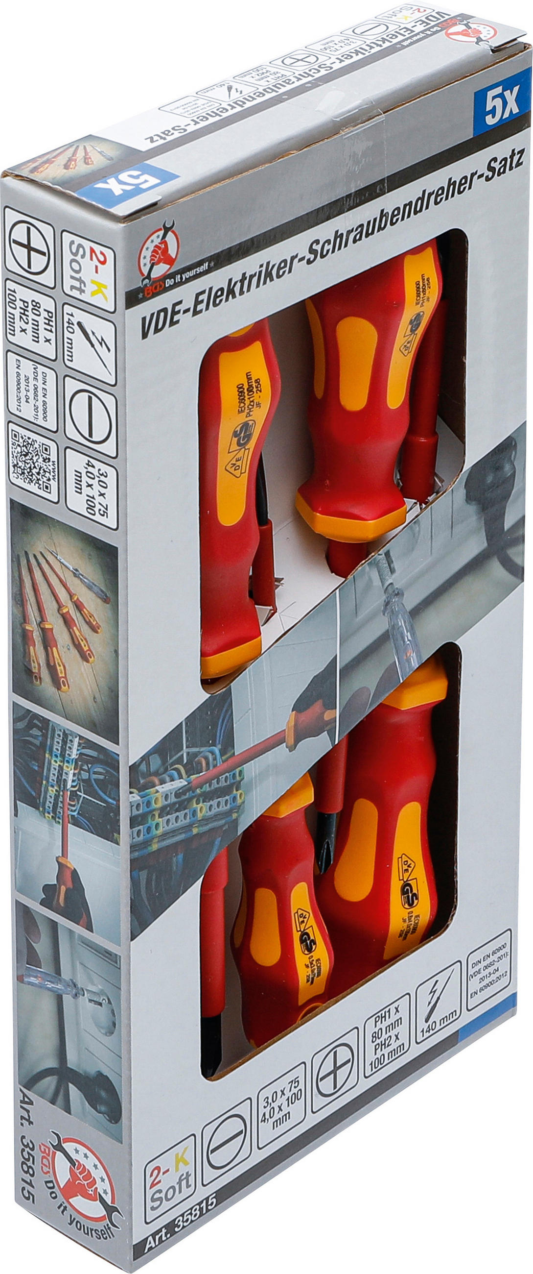 VDE-ELEKTRIKER-SCHRAUBENDREHER-SATZ | SCHLITZ/KREUZSCHLITZ | 5-TLG. - Multicolor, Kunststoff/Metall (1/1cm) - BGS technic