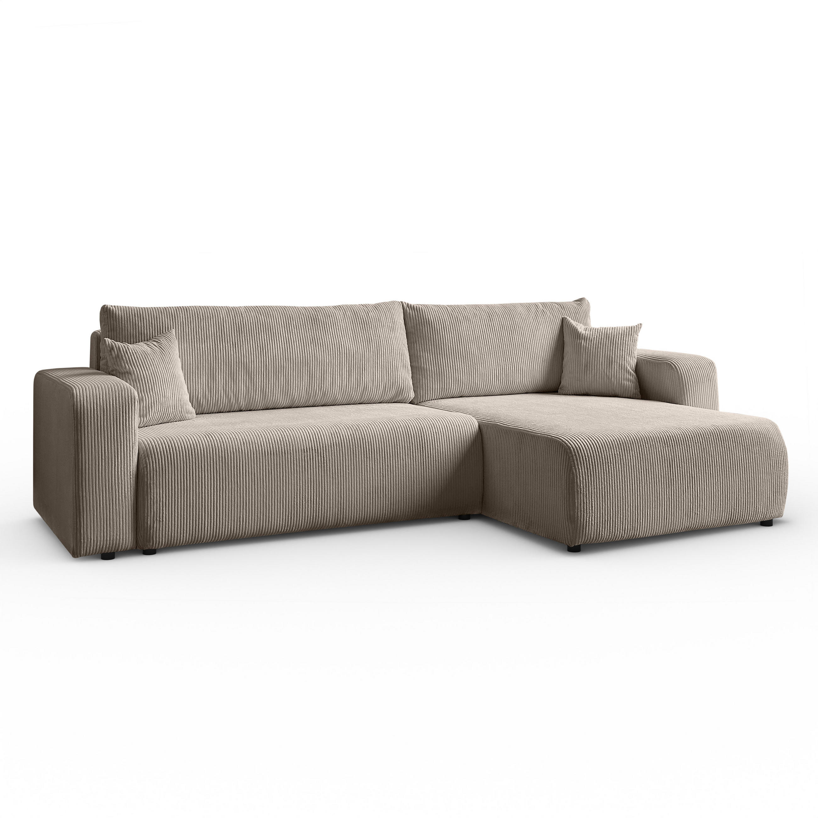 ECKSOFA Sofia in L-Form 277 x 143 cm Schlaffunktion Bettkasten Couch Cord universale Seite, beige - Beige, Kunststoff (143/277cm) - Margaret Hadas24