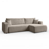 ECKSOFA Sofia in L-Form 277 x 143 cm Schlaffunktion Bettkasten Couch Cord universale Seite, beige - Beige, Kunststoff (143/83/277cm) - Margaret Hadas24