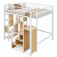 HOCHBETT mit Stauraumtreppe 140x200 cm Metall Holz White - Weiß, Holz (140/200cm) - Meubliv