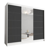 SCHWEBETÜRENSCHRANK Davos VI - 250 cm - Schwarz/Weiß, Holzwerkstoff/Metall (250/215/58cm) - Sofnet
