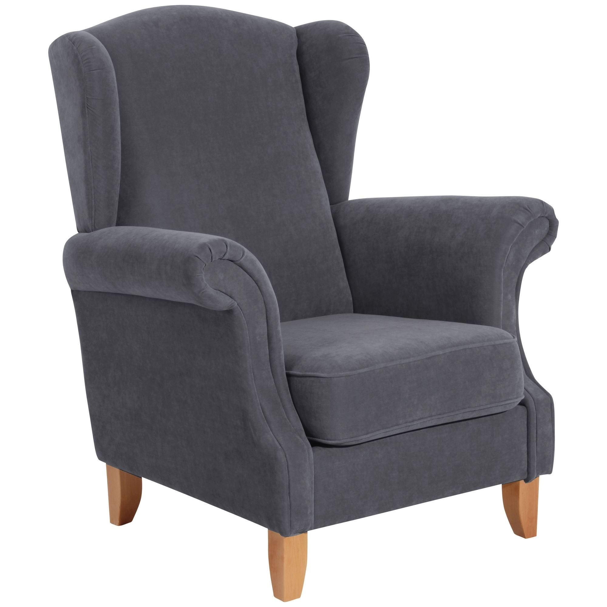 OHRENSESSEL Katria Bezug Veloursstoff Buche natur / anthrazit - Anthrazit, Kunststoff (88/108/84cm) - 58aufmkessel