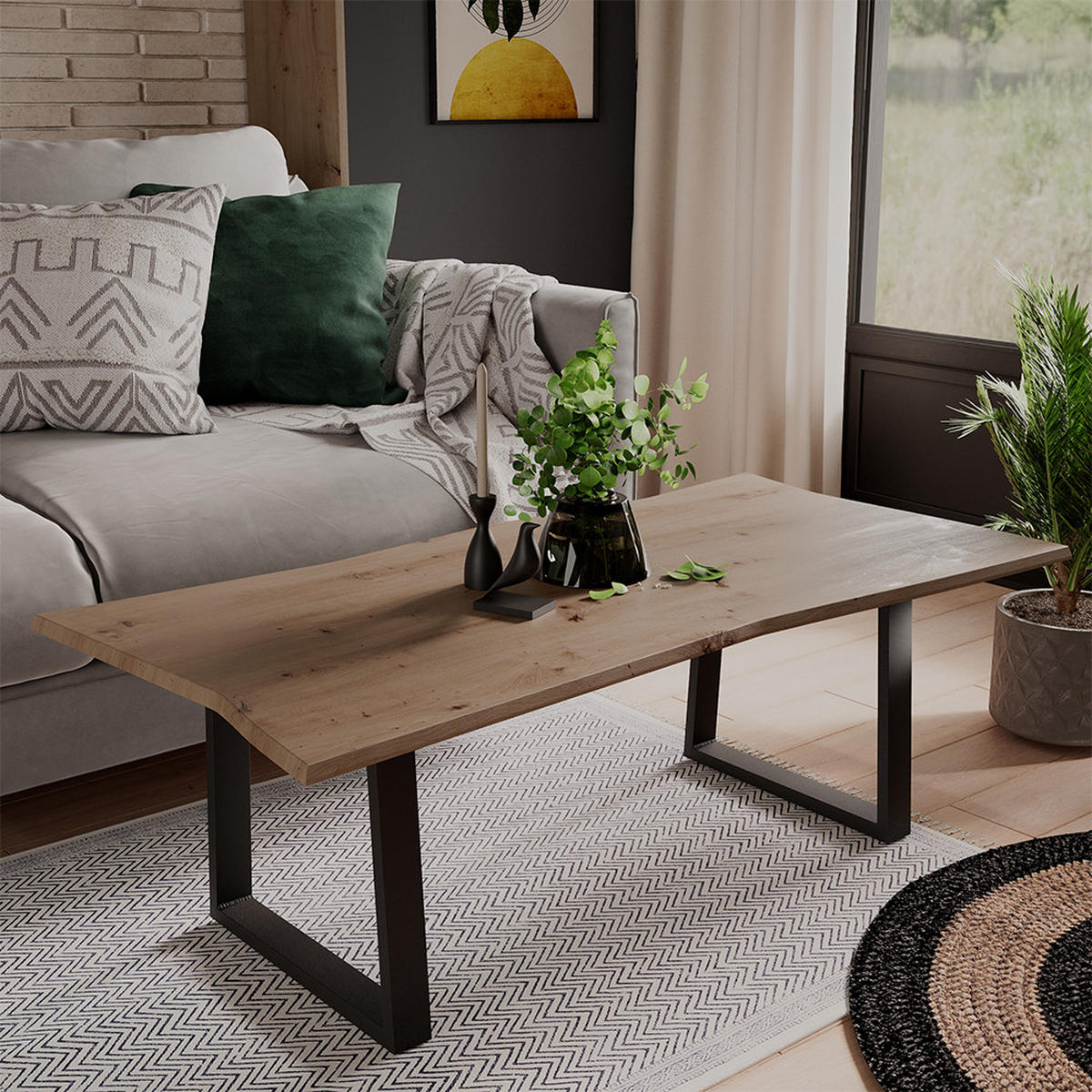 COUCHTISCH Yan Artisan 120 x 60 cm - Hellgrau, Holzwerkstoff (60/120/40cm) - Vicco