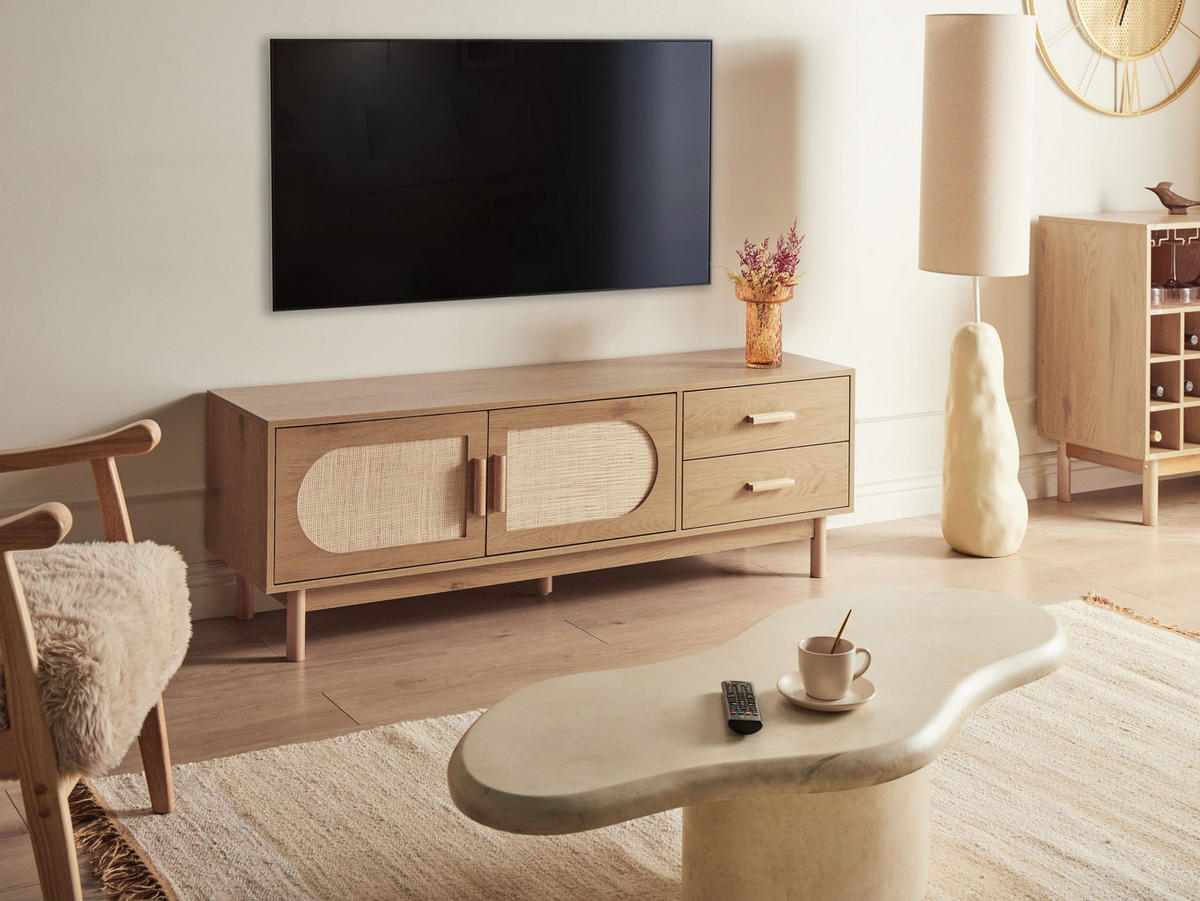 TV STOLEK Světle hnědý Costello - hnědá/světle hnědá, kompozitní dřevo (150/50/40cm) - Beliani