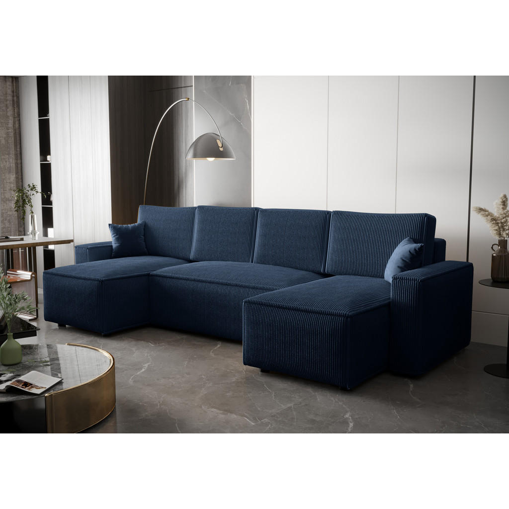 Thumbnail - Bedante Wohnlandschaft, Blau, Textil, 3-Sitzer, U-Form, 300x85x143 cm, Wohnzimmer, Sofas & Couches, Wohnlandschaften, Wo...