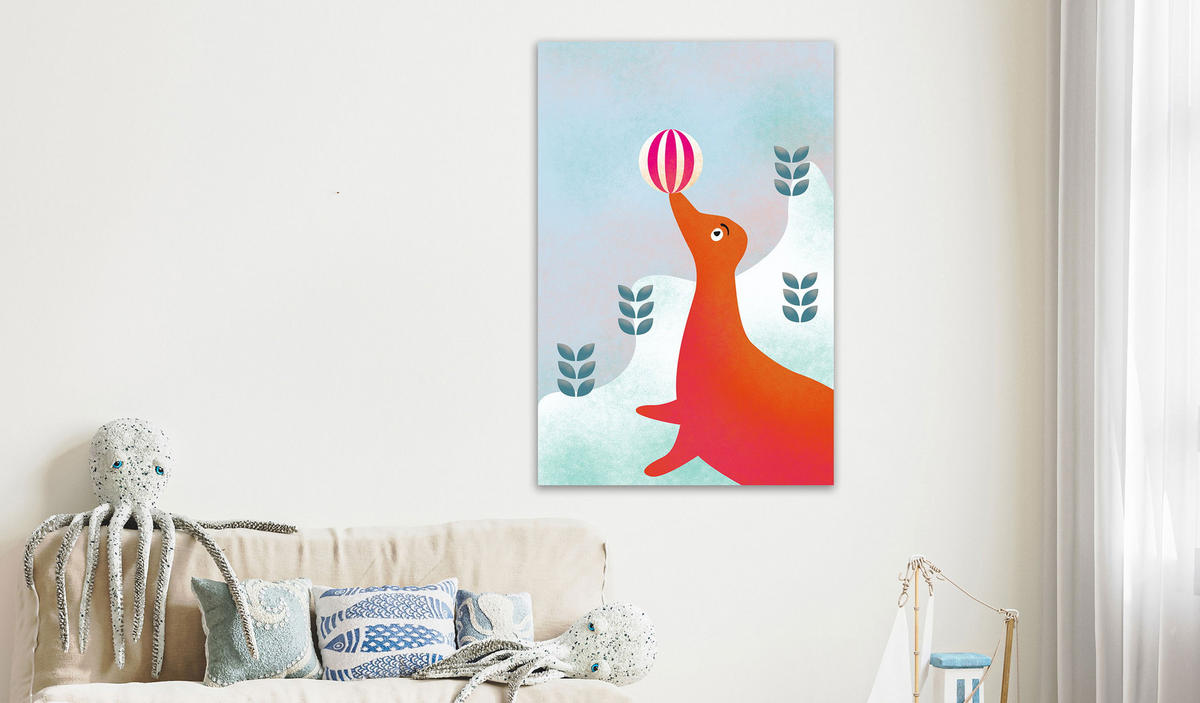 KUNSTDRUCK Blau 80/120 cm - Blau/Orange, Textil (80/120cm) - KUNSTLOFT