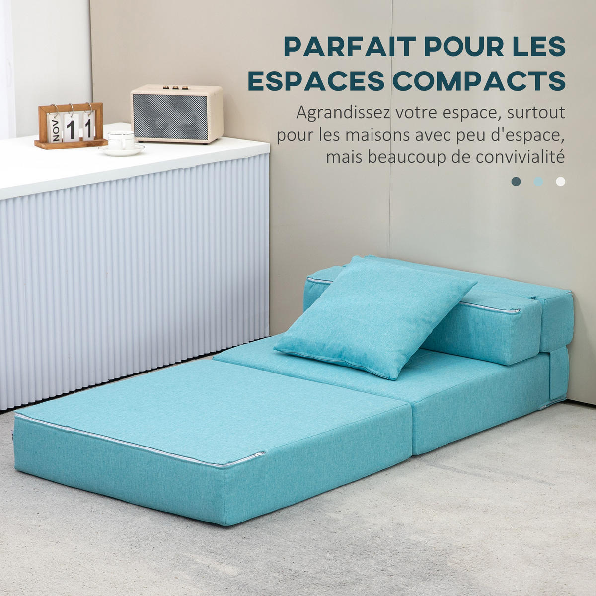 SCHLAFSESSEL DE-14589 mit abnehmbarem Kissenbezug Blau - Blau, Textil (70/61/70cm) - ComfortXL