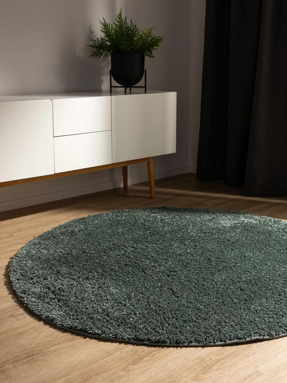 HOCHFLORTEPPICH Soho Hellgrün ø 80 cm rund - Hellgrün, Kunststoff (80/80cm) - benuta