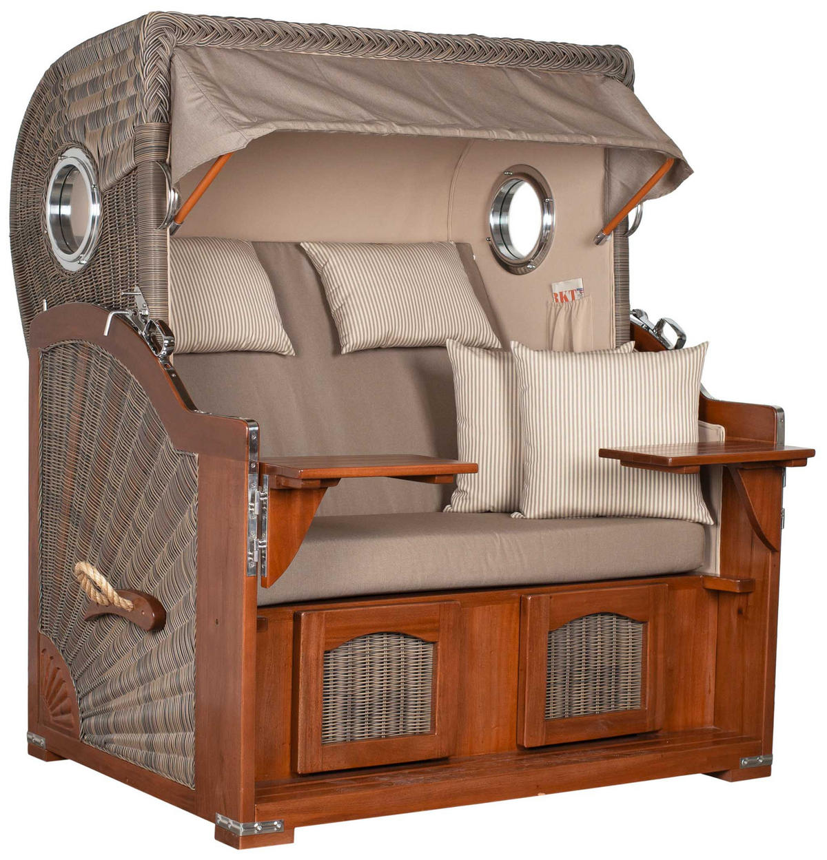 STRANDKORB XXL Düne Grande 2,5 Sitzer - Taupe/Braun, Metall (142/170/95cm) - Mr. Deko