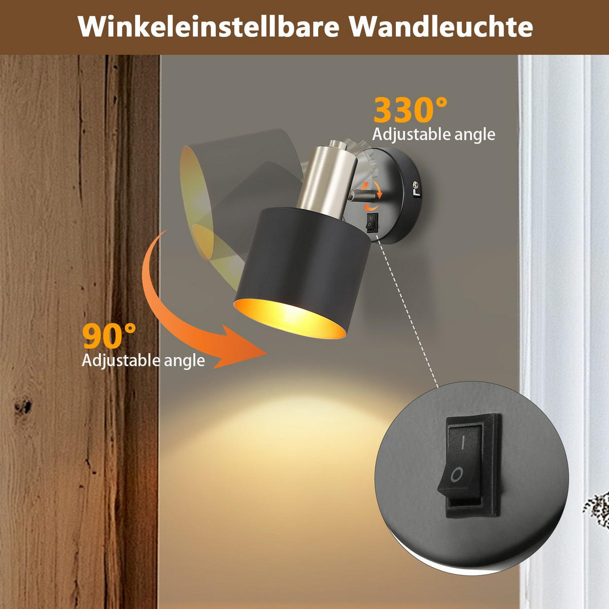 WANDLEUCHTE Massey - Schwarz, Metall (20/14.9/20cm) - Nettlife