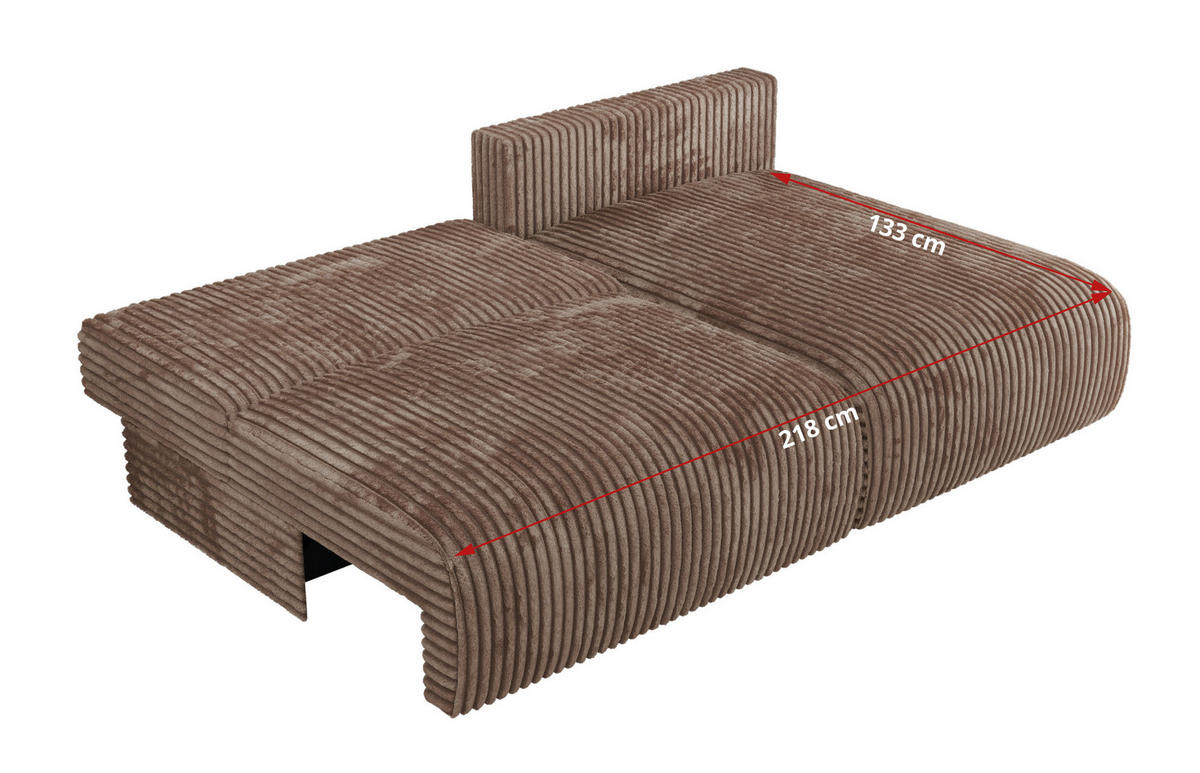 ECKSCHLAFSOFA VIVO L Braun Cord - links - Schwarz/Braun, Kunststoff/Textil (223/150cm) - MKS