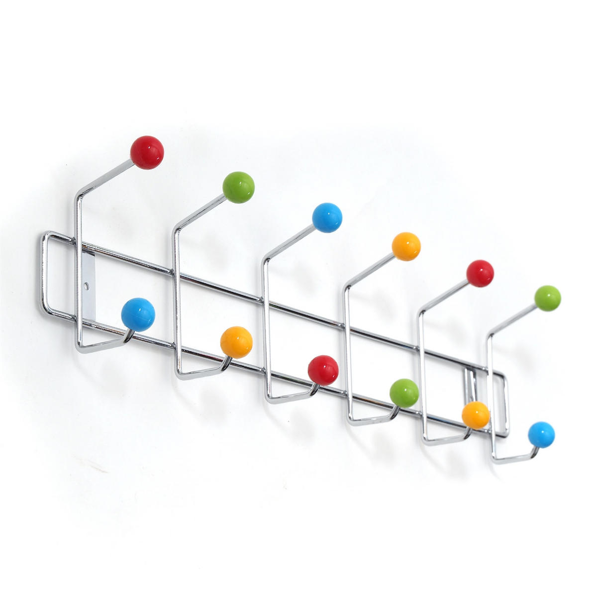 GARDEROBENLEISTE Colour Ball 12 Haken, bunte Kugeln Silber - Multicolor, Metall (50/15/6cm) - DESIGN DELIGHTS