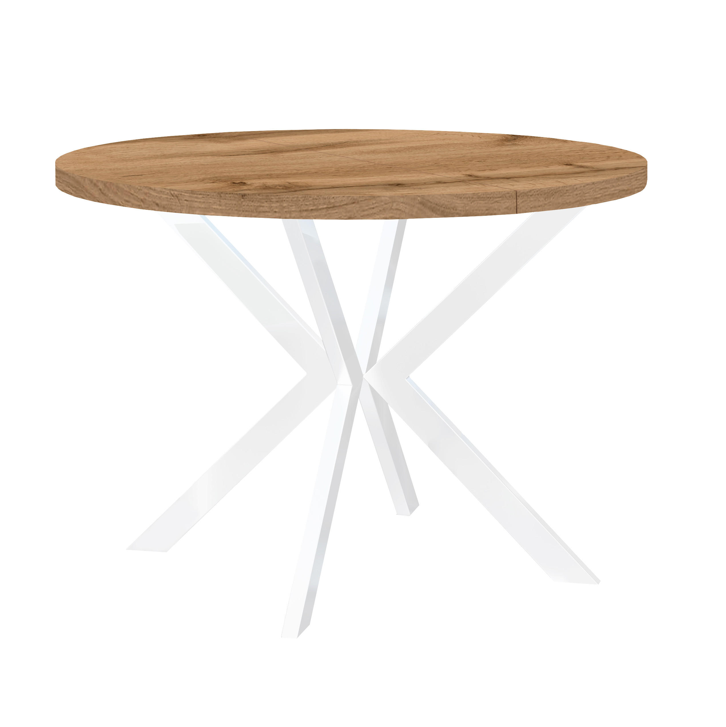 ESSTISCH ENDIK, Durchmesser: 100 / 200 cm, Farbe: Eiche Wotan / Weiß - Eiche Wotan/Weiß, Holz (200/100/77cm) - Dekori_Interiors