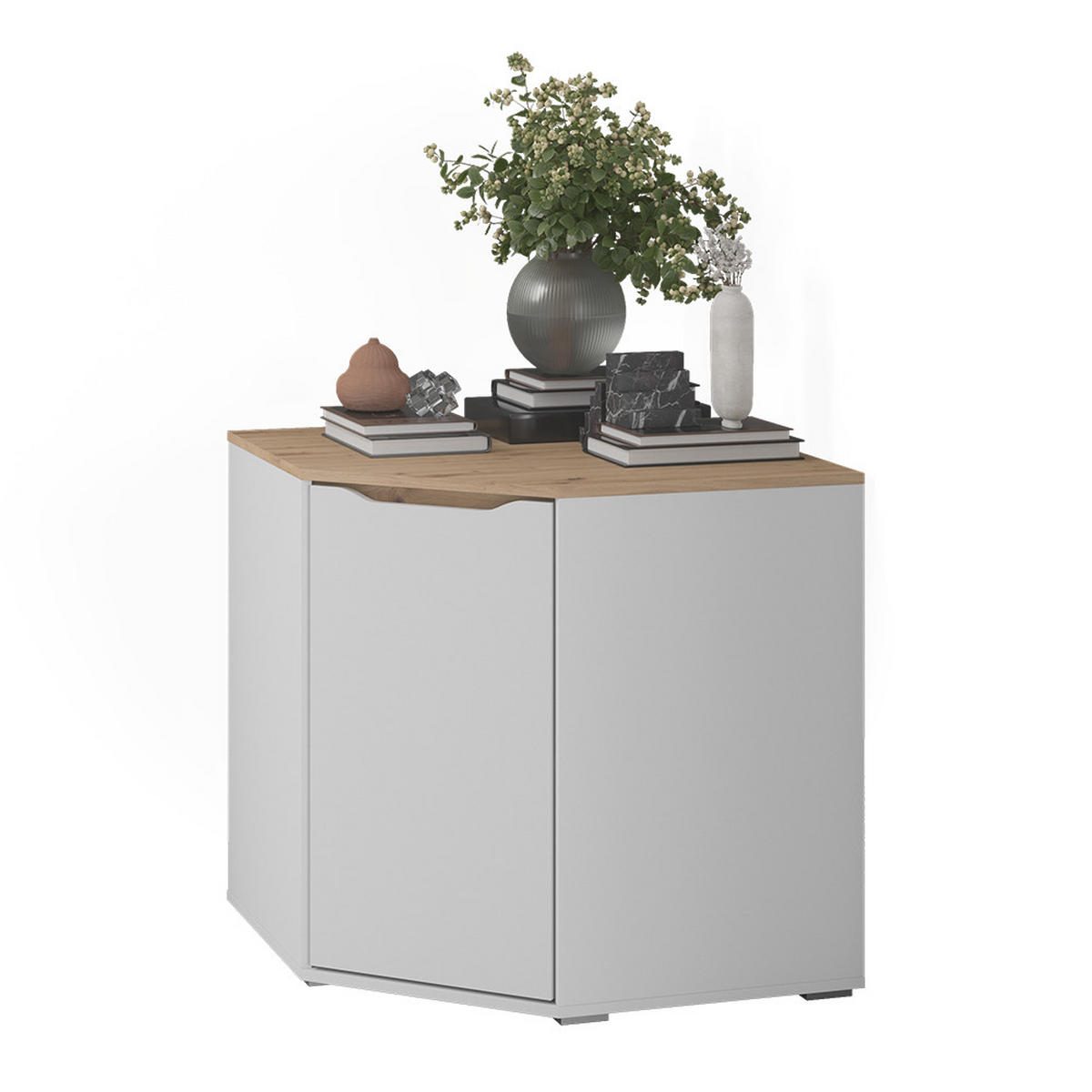 ECKKOMMODE Ruben, Weiß/Artisan-Eiche, 77.9 x 77.9 cm - Weiß/Eiche Artisan, Holzwerkstoff (77.9/77.9/77.9cm) - Vicco