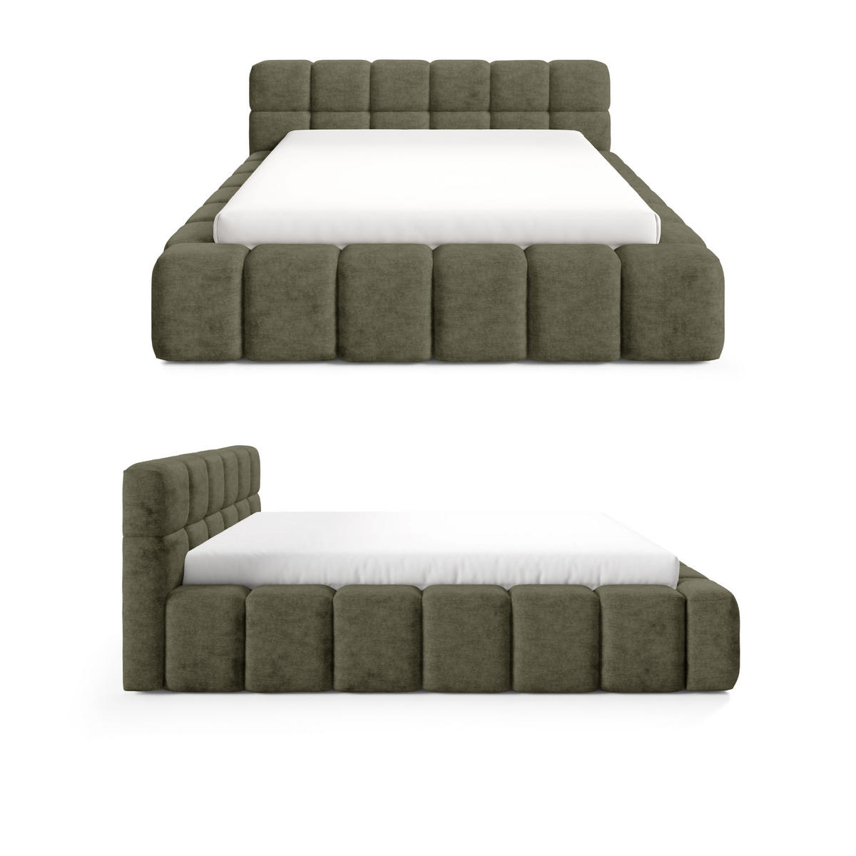 POLSTERBETT NUBO Premium 140x200 cm mit Bettkasten – PERFECT HARMONY 39 - Grün, Holz (140/200cm) - Dekori_Interiors