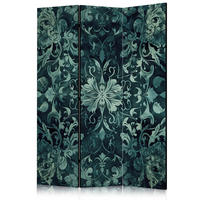 PARAVENT Einseitig Bedruckter 3-tlg 135x172 cm Smaragdgr ne Ornamente - Grün, Holz/Textil (135/172/3cm) - Muralo