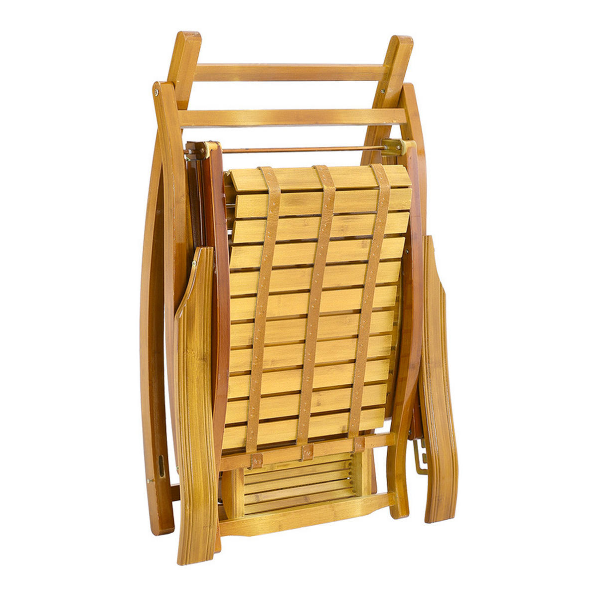 GARTENSCHAUKELSTUHL Relaxsesselaus aus Bambus Stahl in Naturholz für Garten Balkon klappbar verstellbar 47 x 95 x 108 cm Belastbarkeit 150 kg - Naturfarben, Metall (47/108/95cm) - Livingandhome