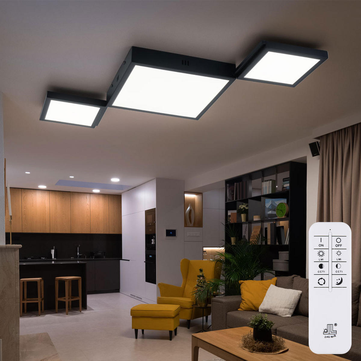 LED DECKENLEUCHTE Burkhard Schwarz - Schwarz, Metall (93/42/4.5cm)