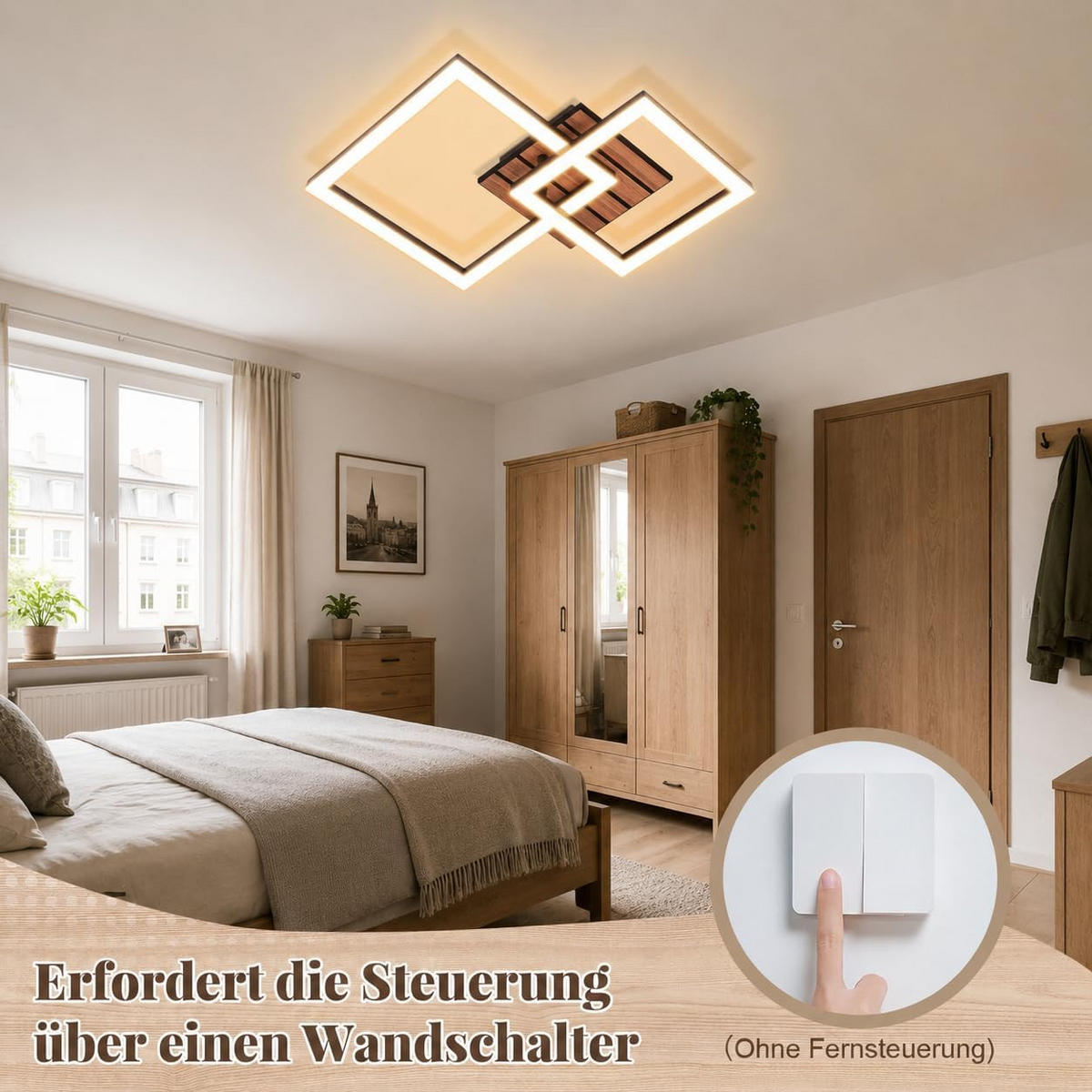 LED-DECKENLEUCHTE 31.5/31.5/7.5cm - Schwarz, Metall (31.5/31.5/7.5cm) - Nettlife