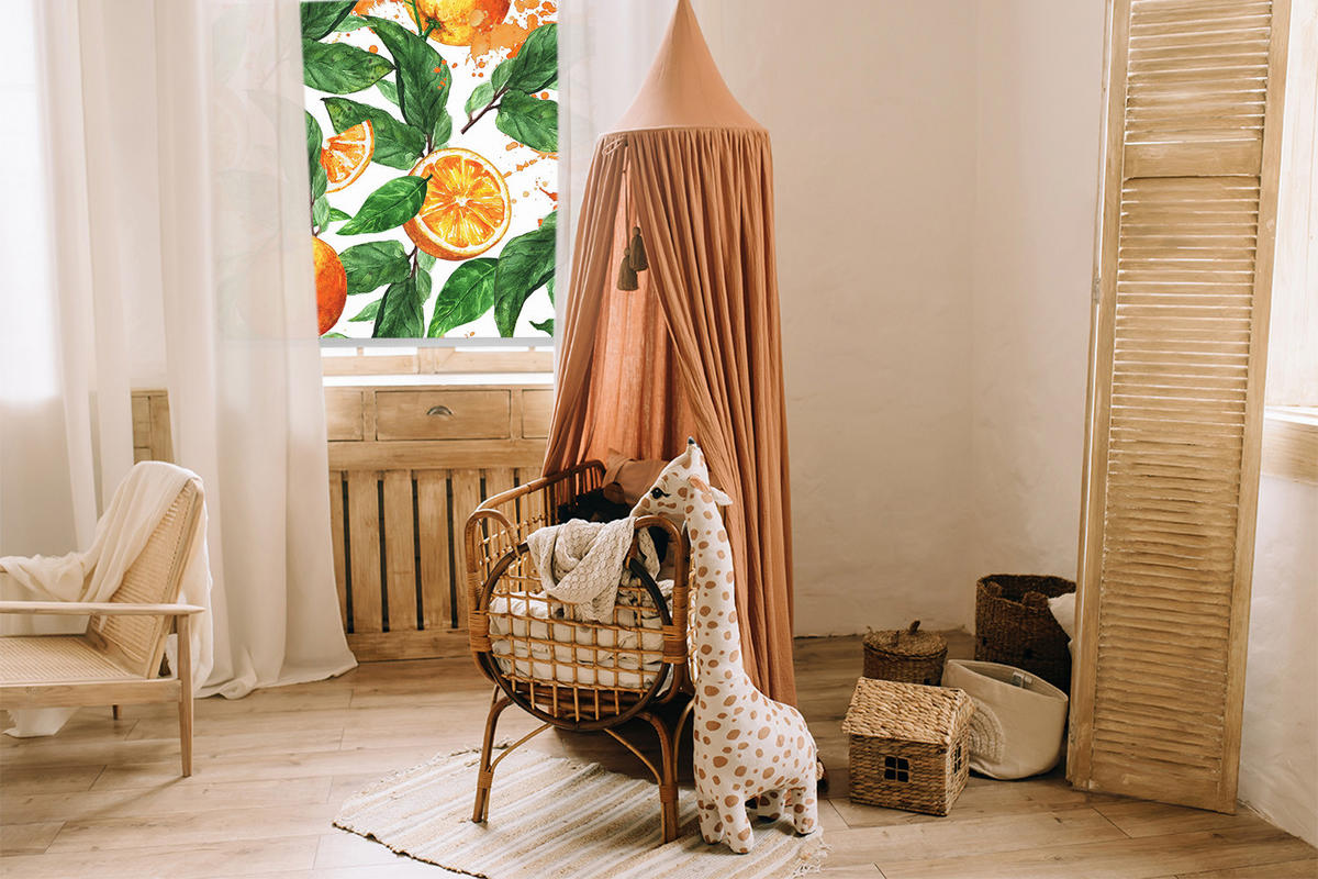 VNÚTORNÁ roleta - okenná roleta - roleta - 100x100 cm - Pomaranče a listy - oranžová, plast (100/100/0.5cm) - TULUP