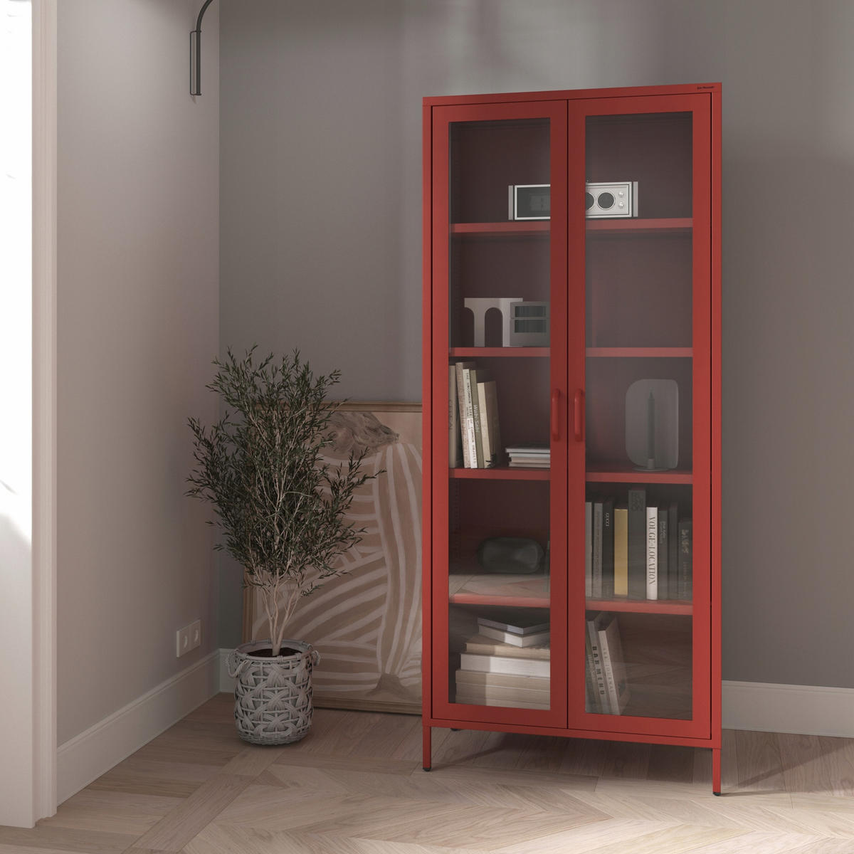 WOHNZIMMER Vitrine ANGELO Modern - Rot, Metall (80/185/45cm) - Jan Nowak