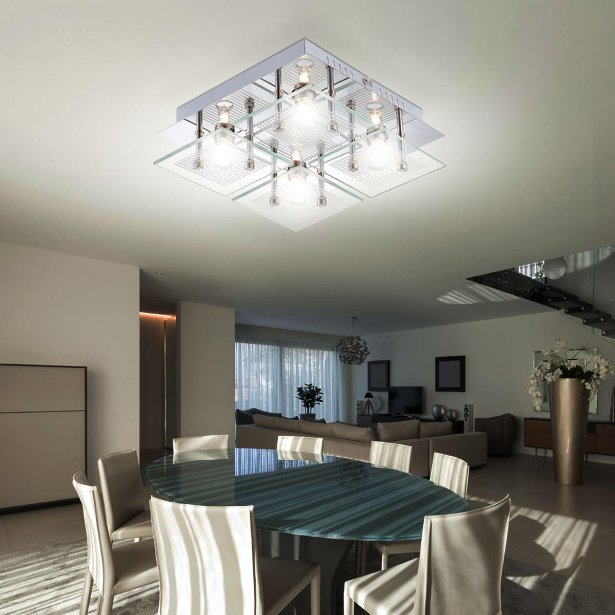 DECKENLEUCHTE GILMA Chrom Silber - Silberfarben, Glas (21/21/7cm) - Globo Lighting