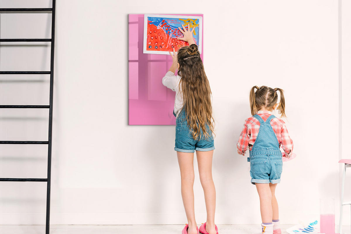 MAGNETTAFEL 60x90 Rosa schwarzer Marker - Pink, Glas (60/0.4/90cm) - TULUP