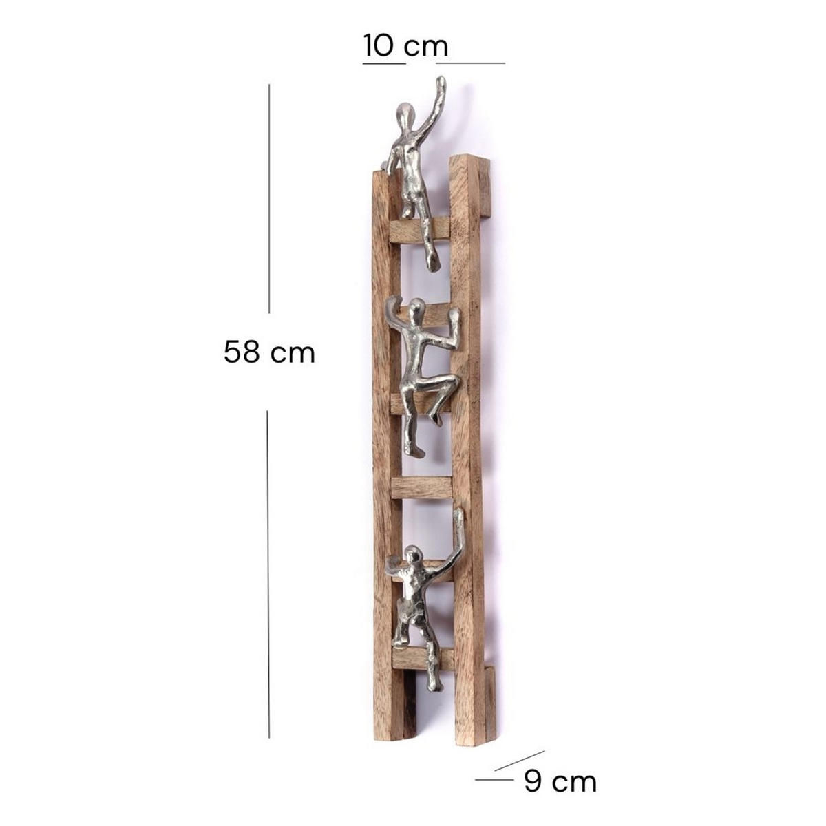 WANDDEKO Climb 58cm, Mangoholz, Alu silber-natur - Naturfarben, Holz (10/58/9cm) - CREEDWOOD
