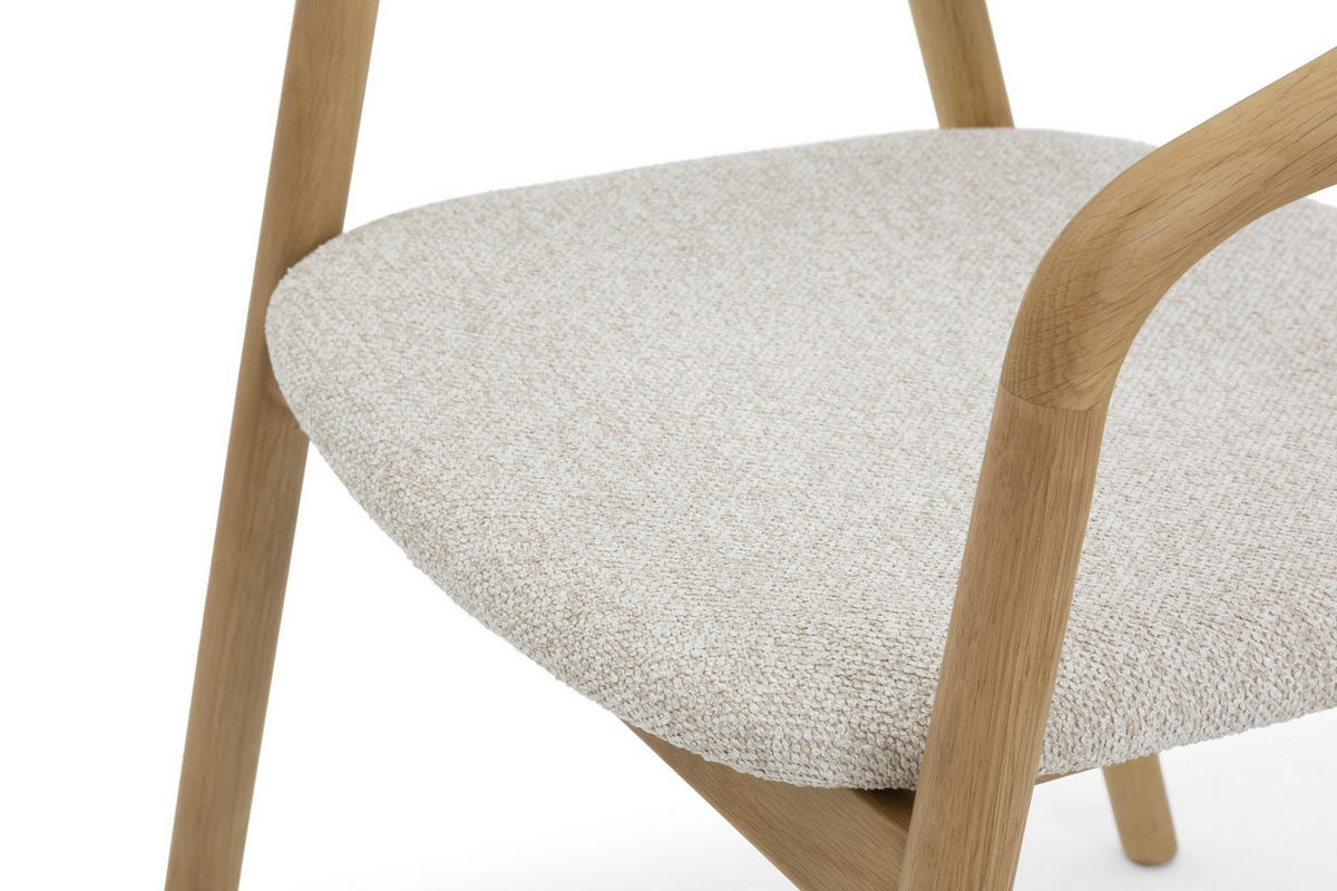 ESSZIMMERSTHUHL Celeste, Natur Massiveiche + beiges veganes Leder - Beige, Holz (53/80/62cm) - WOODEK