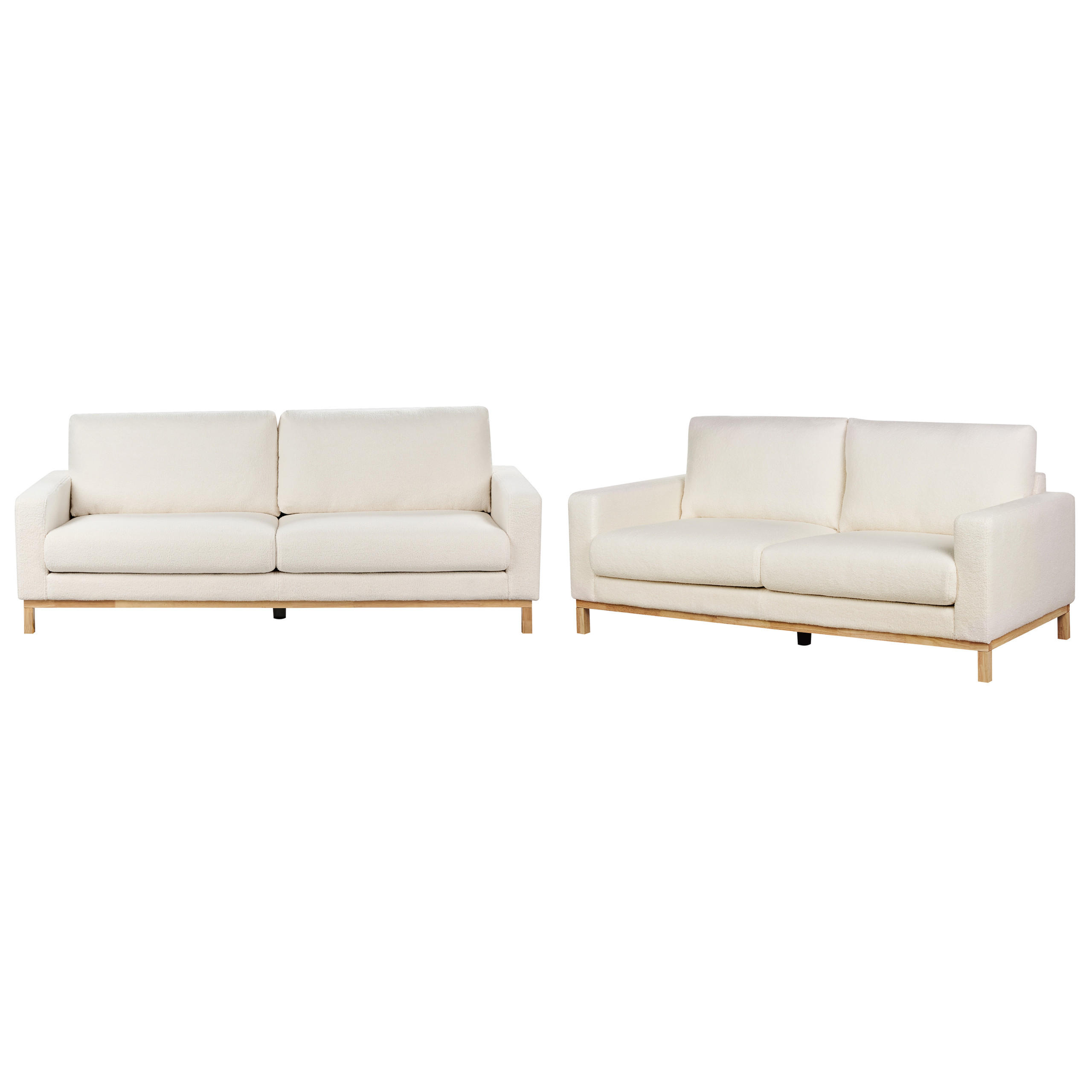 5-SITZER-SOFA SET Bouclé weiß/hellbraun Siggard - Hellbraun/Weiß, Textil (92/92/217cm) - Beliani