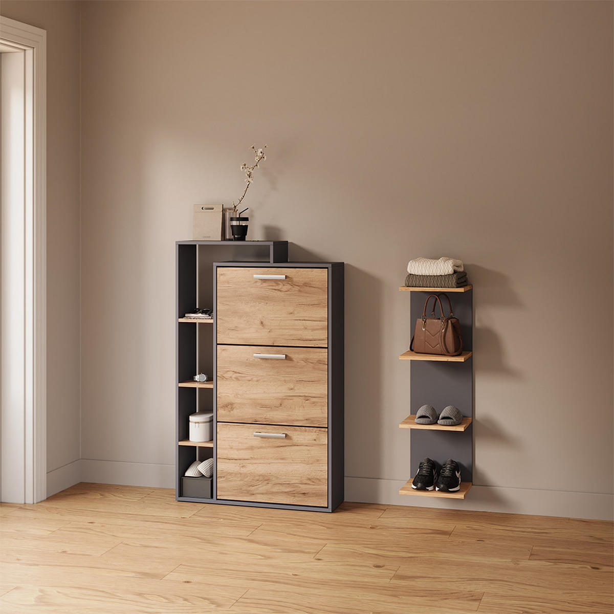 WANDREGAL Vesuvio Anthrazit 30 x 95 cm - Anthrazit, Holzwerkstoff (30/95/28cm) - Livinity®