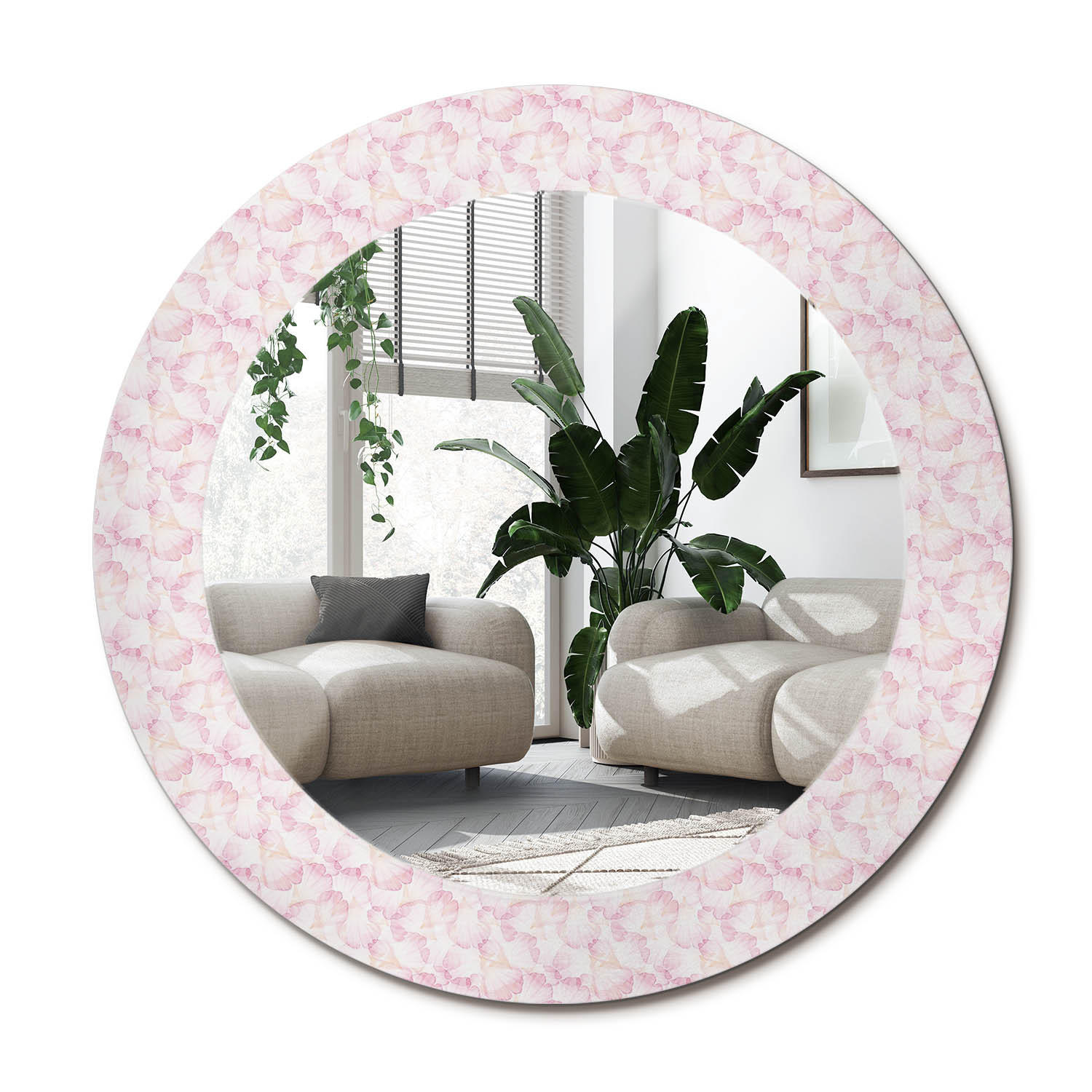 SPIEGEL Rund Ø 60 cm mit Aufdruck - Pink, Glas (60/60/0.4cm) - Wallfluent