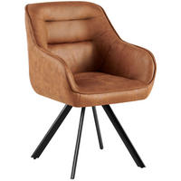 ESSZIMMERSTUHL Lederlook Hellbraun - Hellbraun/Schwarz, Textil/Metall (57/89/64cm) - CLP